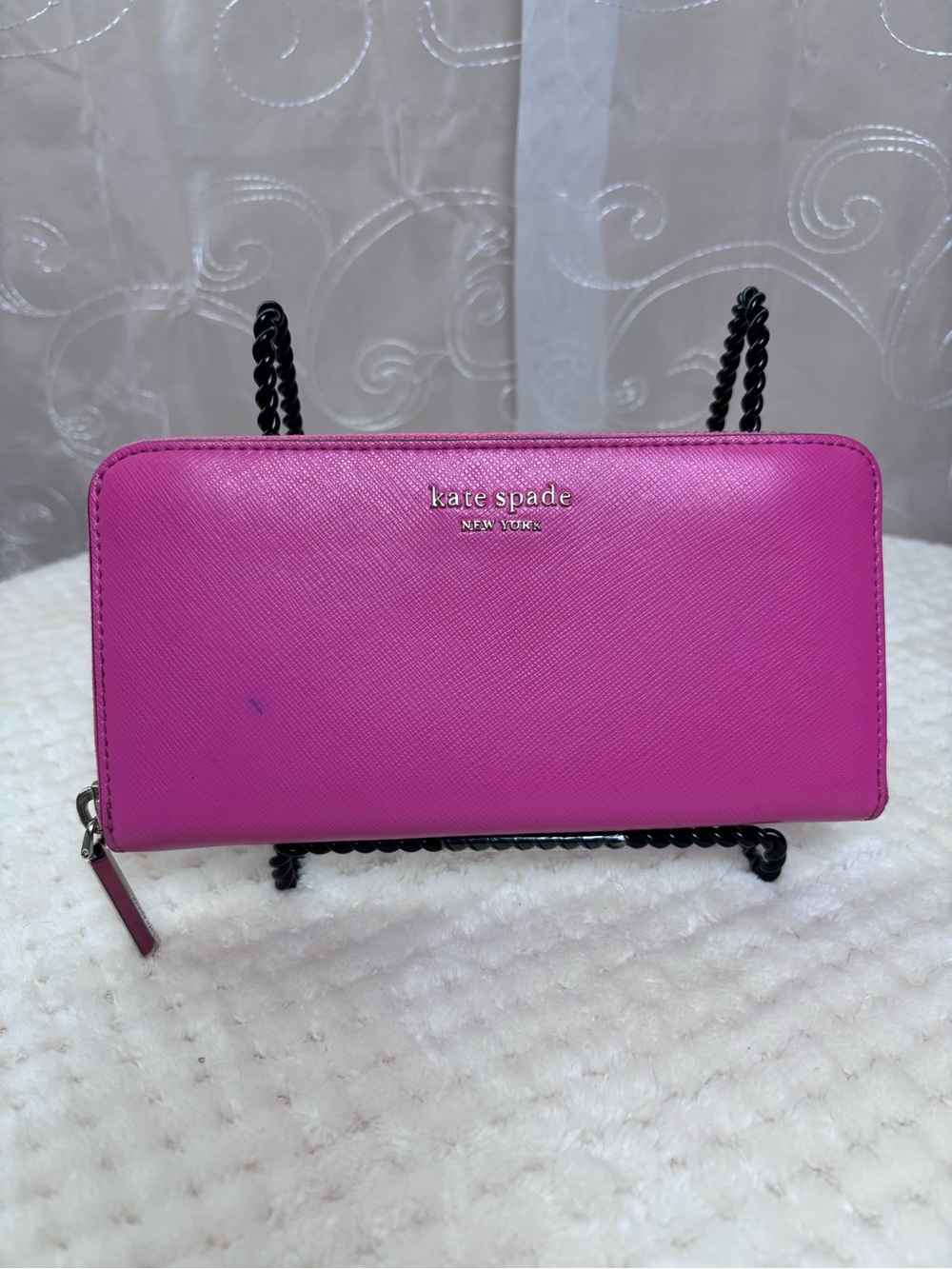 Kate Spade Vibrant Hot Pink Zip Around Continental Wallet